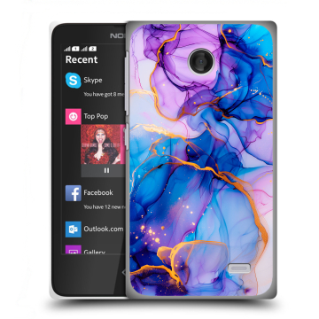 Силиконовый чехол на Nokia X с принтом синий мрамор Силиконовый чехол на Nokia X с принтом синий мрамор