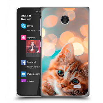 Силиконовый чехол на Nokia X с принтом котик Силиконовый чехол на Nokia X с принтом котик