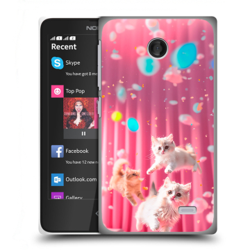Силиконовый чехол на Nokia X с принтом милые котики