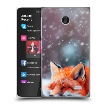 Силиконовый чехол на Nokia X с принтом лиса Силиконовый чехол на Nokia X с принтом лиса