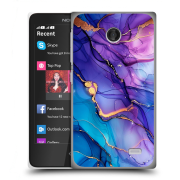 Силиконовый чехол на Nokia X с принтом синий мрамор Силиконовый чехол на Nokia X с принтом синий мрамор