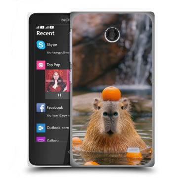 Силиконовый чехол на Nokia X с принтом Капибара с апельсином Силиконовый чехол на Nokia X с принтом Капибара с апельсином