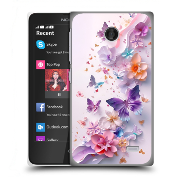 Силиконовый чехол на Nokia X с принтом цветы бабочки