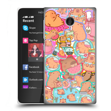 Силиконовый чехол на Nokia X с принтом капибары Силиконовый чехол на Nokia X с принтом капибары