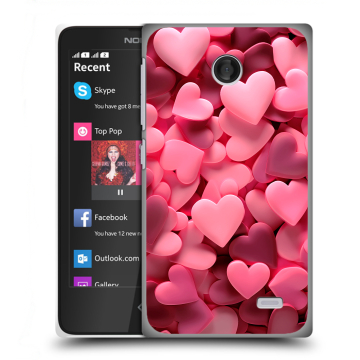 Силиконовый чехол на Nokia X с принтом розовые сердечки Силиконовый чехол на Nokia X с принтом розовые сердечки