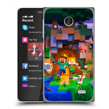 Силиконовый чехол на Nokia X с принтом Майнкрафт Minecraft