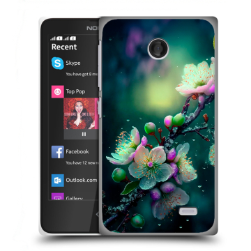 Силиконовый чехол на Nokia X с принтом Цветы и мрамор