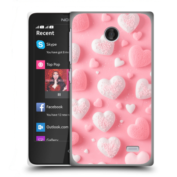 Силиконовый чехол на Nokia X с принтом Сердечки Силиконовый чехол на Nokia X с принтом Сердечки