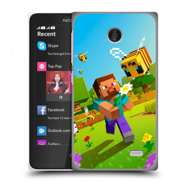 Силиконовый чехол на Nokia X с принтом Майнкрафт Minecraft
