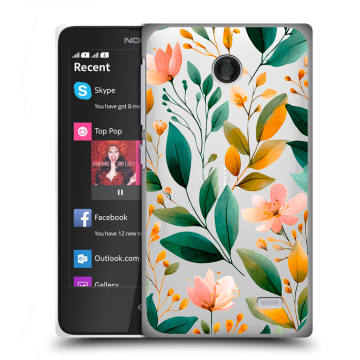 Силиконовый чехол на Nokia X с принтом Цветы паттерн
