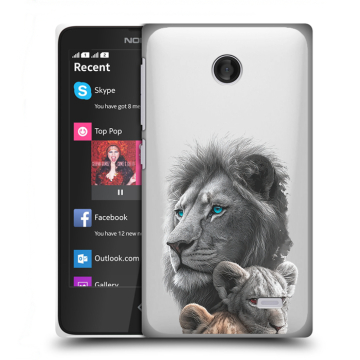 Силиконовый чехол на Nokia X с принтом Львы