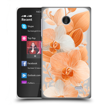 Силиконовый чехол на Nokia X с принтом Бежевые цветы