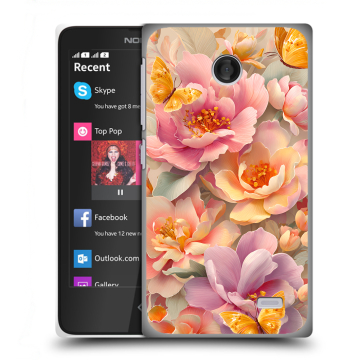 Силиконовый чехол на Nokia X с принтом Цветы и бабочки