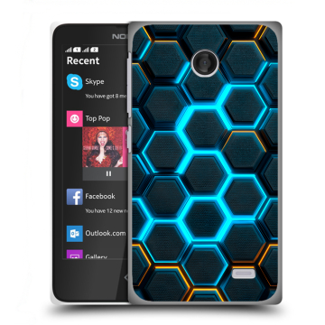 Силиконовый чехол на Nokia X с принтом Неоновые соты