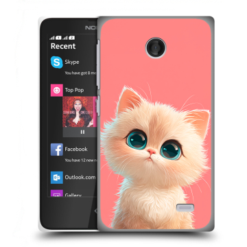 Силиконовый чехол на Nokia X с принтом Розовый котенок