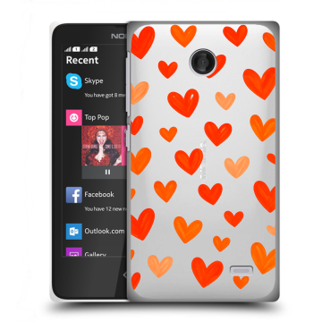 Силиконовый чехол на Nokia X с принтом Сердечки