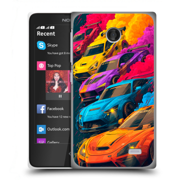 Силиконовый чехол на Nokia X с принтом Тачки