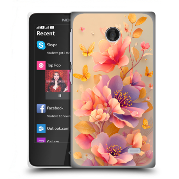 Силиконовый чехол на Nokia X с принтом Цветы и бабочки