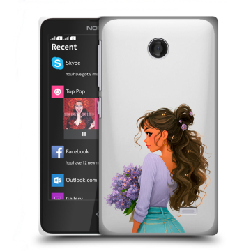Силиконовый чехол на Nokia X с принтом девушка цветы