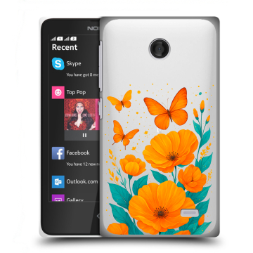 Силиконовый чехол на Nokia X с принтом цветы бабочки