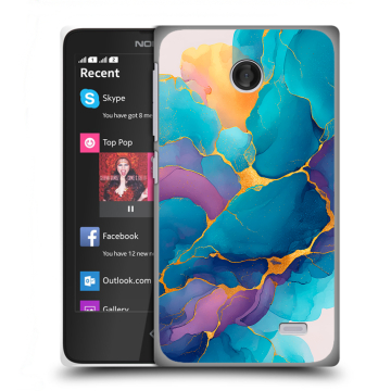 Силиконовый чехол на Nokia X с принтом Мрамор блестки