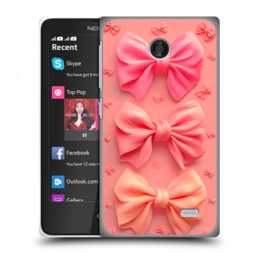 Силиконовый чехол на Nokia X с принтом Розовые бантики Силиконовый чехол на Nokia X с принтом Розовые бантики