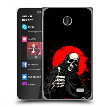 Силиконовый чехол на Nokia X с принтом смешной скелет