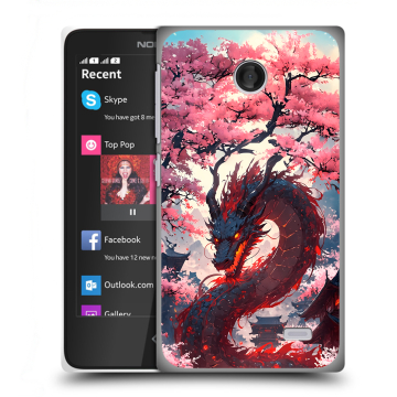 Силиконовый чехол на Nokia X с принтом Дракон Японский