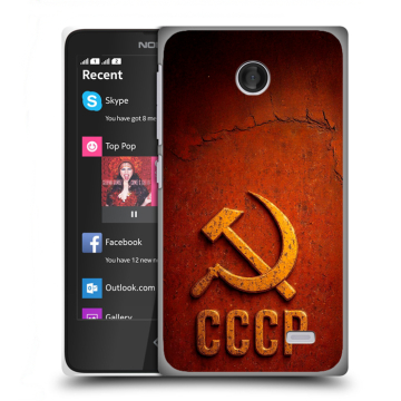 Силиконовый чехол на Nokia X с принтом Флаг Герб СССР Силиконовый чехол на Nokia X с принтом Флаг Герб СССР