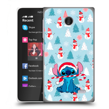 Силиконовый чехол на Nokia X с принтом Стич Новый год
