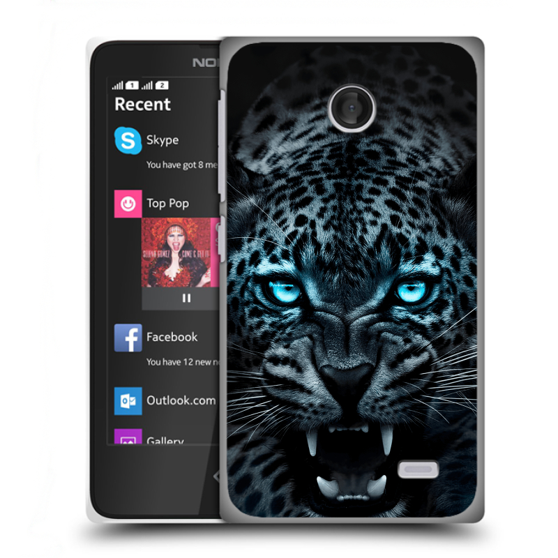 Пластиковый чехол на Nokia X с принтом Темный леопард Пластиковый чехол на Nokia X с принтом Темный леопард