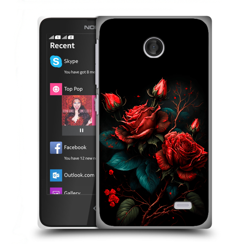 Силиконовый чехол на Nokia X с принтом Розы красные Силиконовый чехол на Nokia X с принтом Розы красные