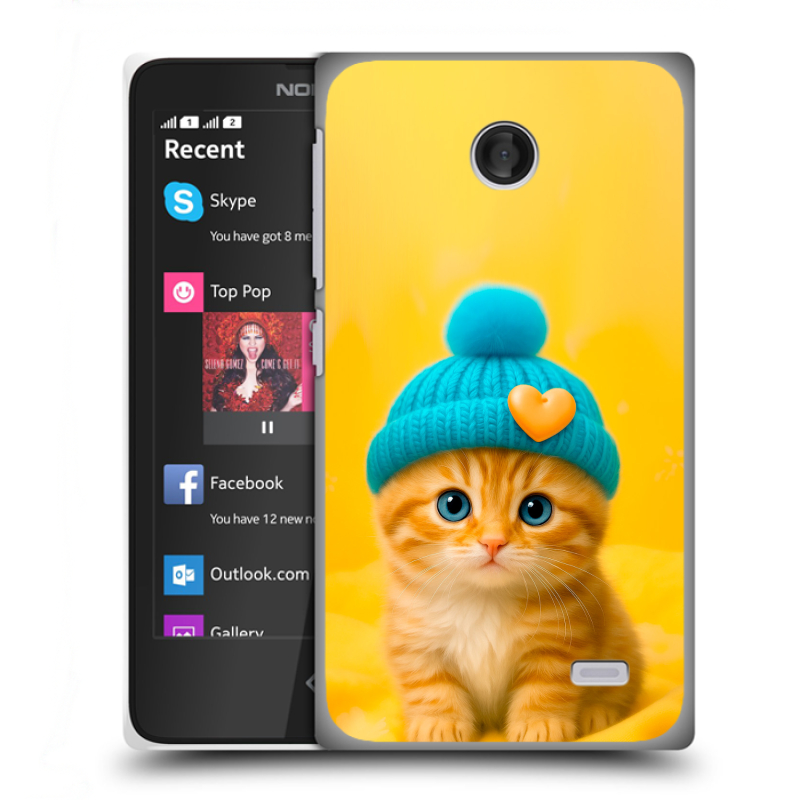 Силиконовый чехол на Nokia X с принтом Котенок в шапке Силиконовый чехол на Nokia X с принтом Котенок в шапке