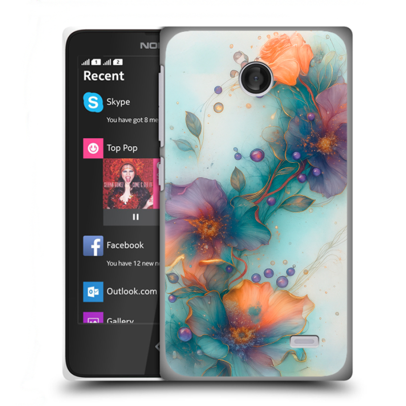 Пластиковый чехол на Nokia X / X+ с принтом Акварельные цветы Пластиковый чехол на Nokia X / X+ с принтом Акварельные цветы