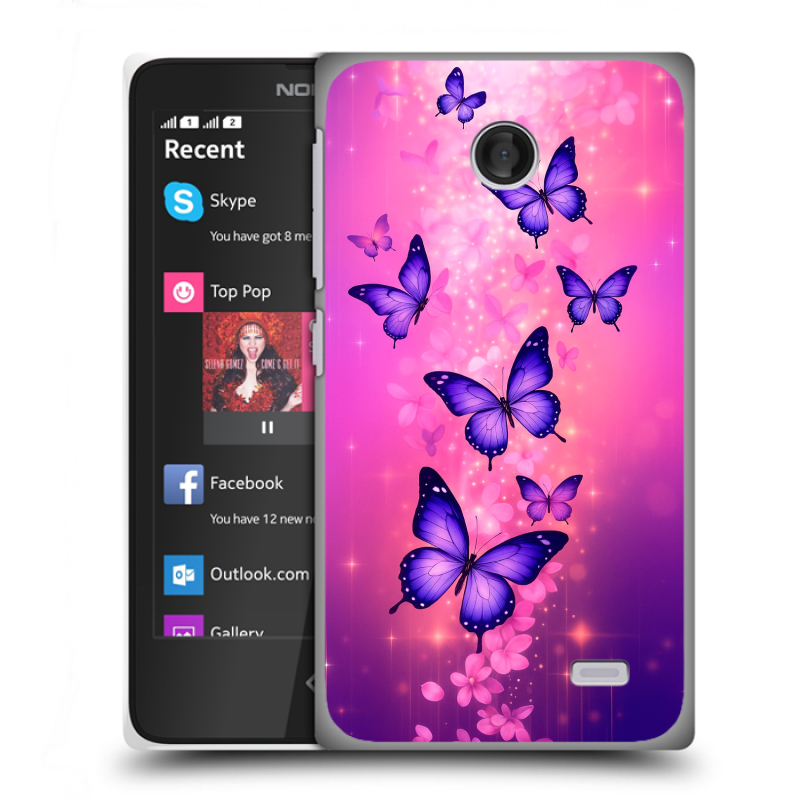 Пластиковый чехол на Nokia X с принтом Бабочки Пластиковый чехол на Nokia X с принтом Бабочки