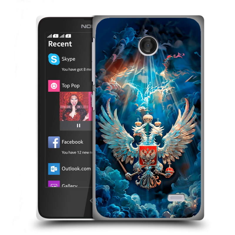 Силиконовый чехол на Nokia X с принтом Герб флаг России Силиконовый чехол на Nokia X с принтом Герб флаг России