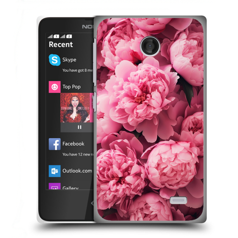 Пластиковый чехол на Nokia X с принтом цветы пионы Пластиковый чехол на Nokia X с принтом цветы пионы