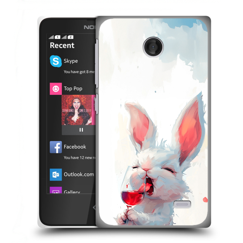 Силиконовый чехол на Nokia X с принтом кролик зайчик Силиконовый чехол на Nokia X с принтом кролик зайчик