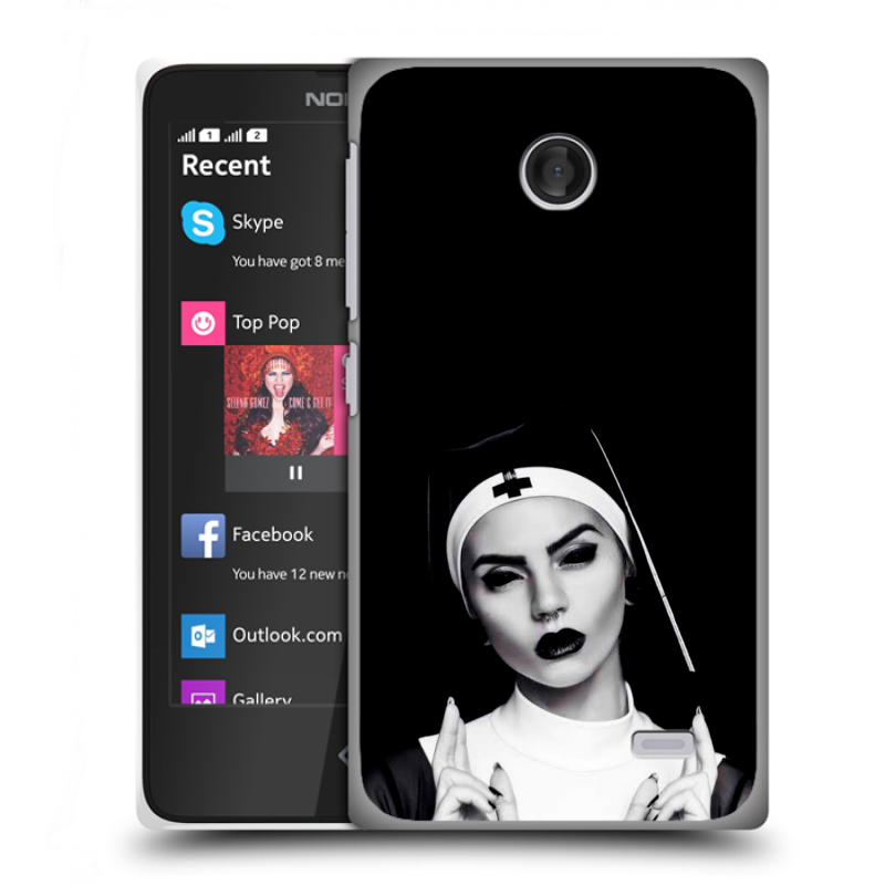 Пластиковый чехол на Nokia X с принтом монашка Пластиковый чехол на Nokia X с принтом монашка