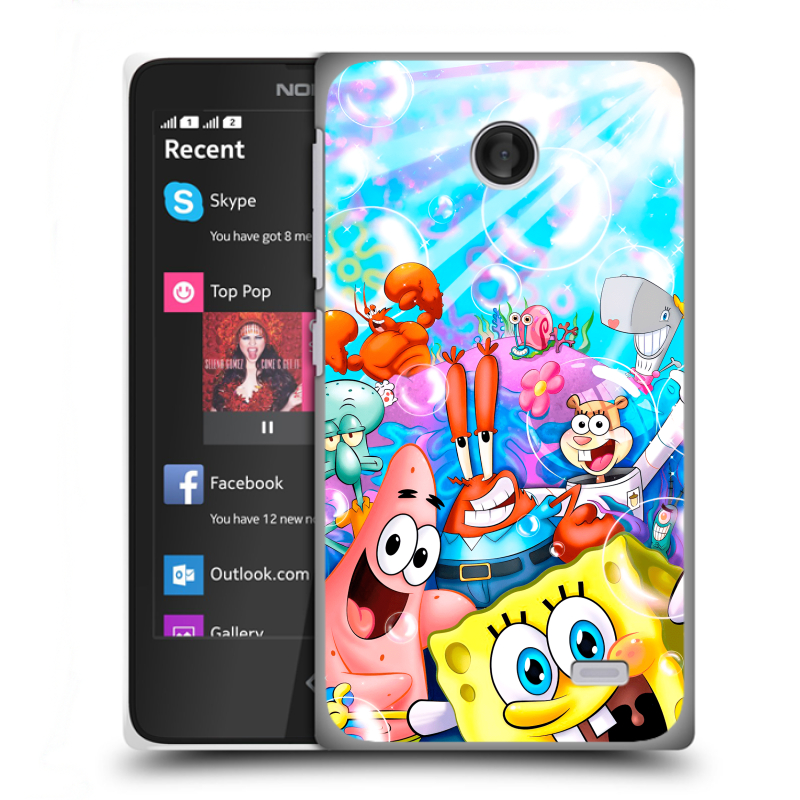 Пластиковый чехол на Nokia X с принтом спанчбоб спанч боб Пластиковый чехол на Nokia X с принтом спанчбоб спанч боб