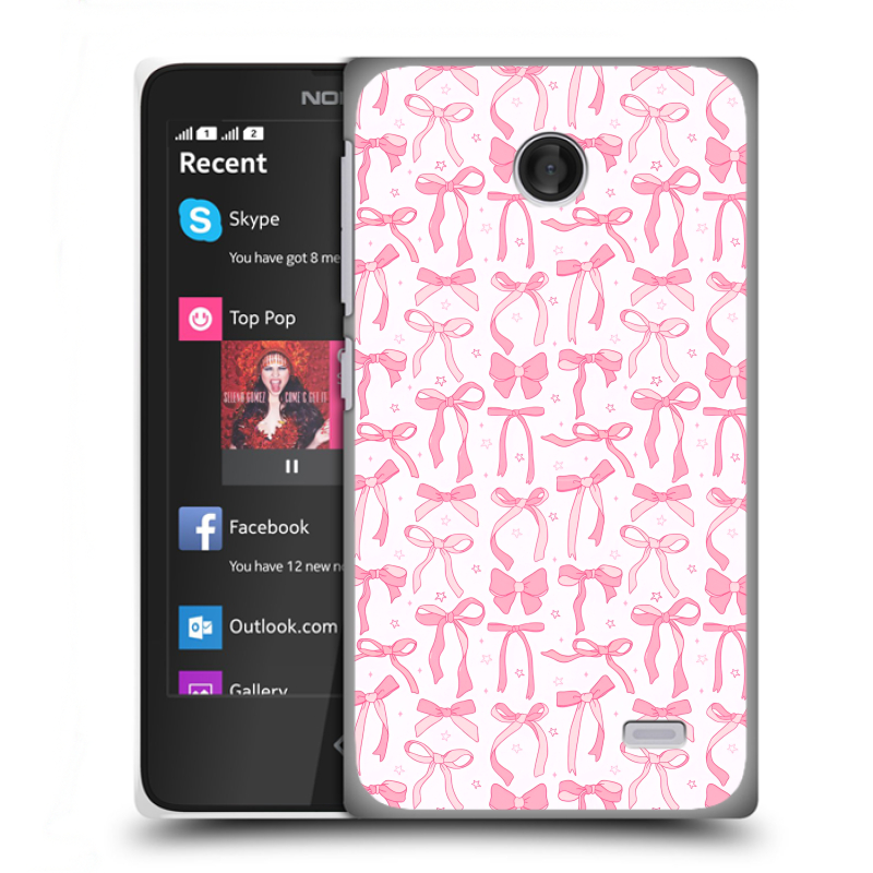 Силиконовый чехол на Nokia X с принтом Розовые бантики Силиконовый чехол на Nokia X с принтом Розовые бантики