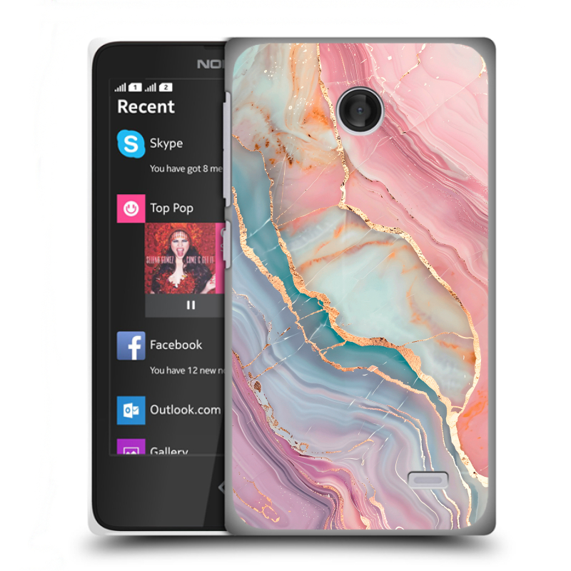 Силиконовый чехол на Nokia X с принтом розовый мрамор Силиконовый чехол на Nokia X с принтом розовый мрамор