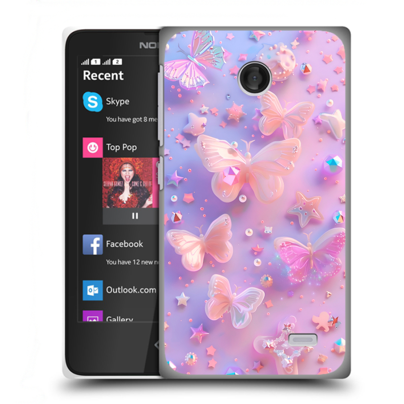 Пластиковый чехол на Nokia X с принтом Бабочки Пластиковый чехол на Nokia X с принтом Бабочки