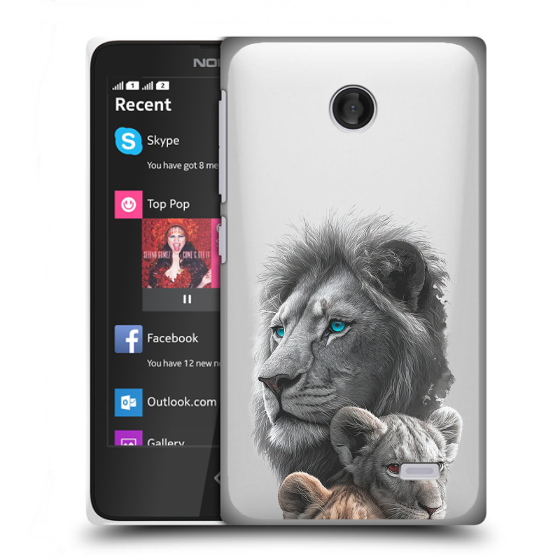 Пластиковый чехол на Nokia X с принтом Львы Пластиковый чехол на Nokia X с принтом Львы