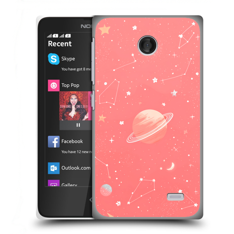 Силиконовый чехол на Nokia X с принтом Розовый космос Силиконовый чехол на Nokia X с принтом Розовый космос