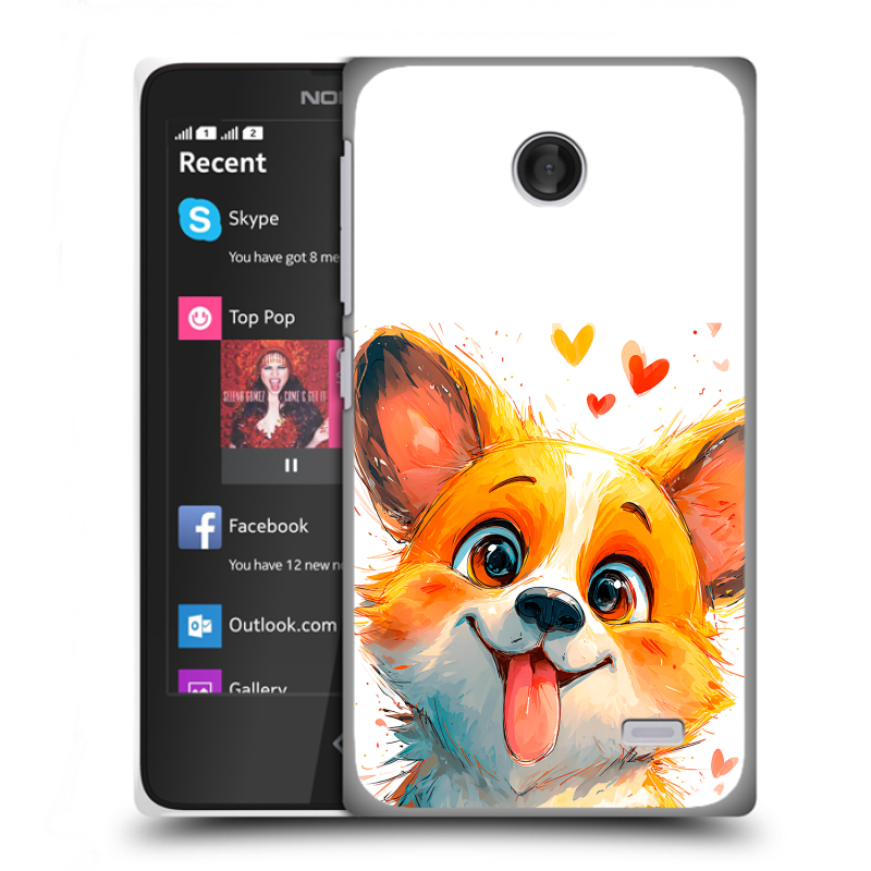 Пластиковый чехол на Nokia X с принтом корги Пластиковый чехол на Nokia X с принтом корги