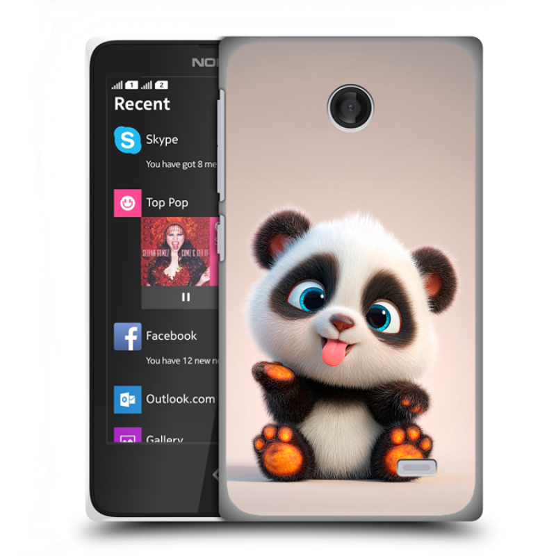 Силиконовый чехол на Nokia X с принтом милая панда Силиконовый чехол на Nokia X с принтом милая панда