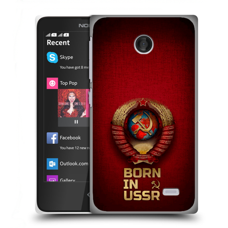 Силиконовый чехол на Nokia X с принтом Флаг Герб СССР Силиконовый чехол на Nokia X с принтом Флаг Герб СССР