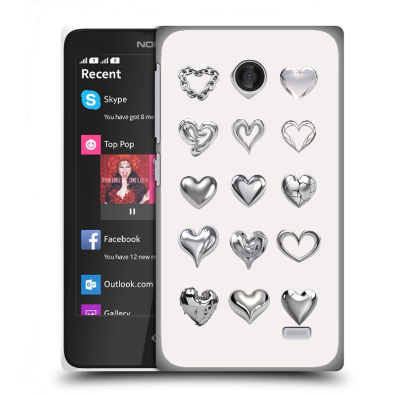 Пластиковый чехол на Nokia X с принтом Y2K сердечки Пластиковый чехол на Nokia X с принтом Y2K сердечки