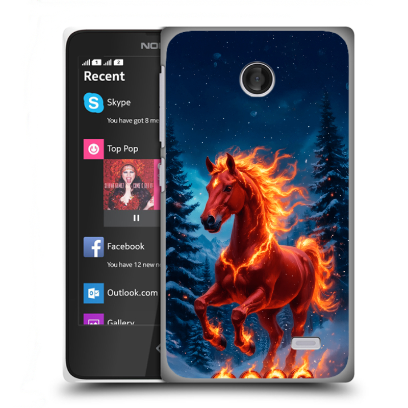 Силиконовый чехол на Nokia X с принтом Новый год коня Силиконовый чехол на Nokia X с принтом Новый год коня